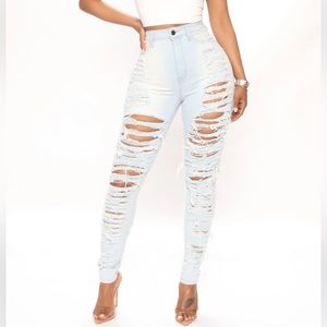 Fashion Nova light blue wash jeans
